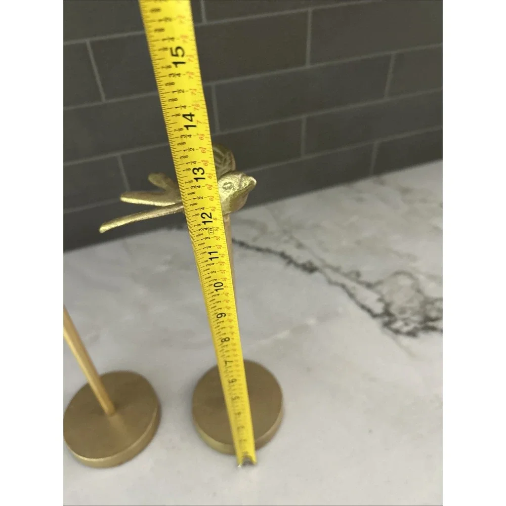 Pier 1 Gold Bird Statues Set of 2 Tall Pedestal Birds Modern Glam Decor